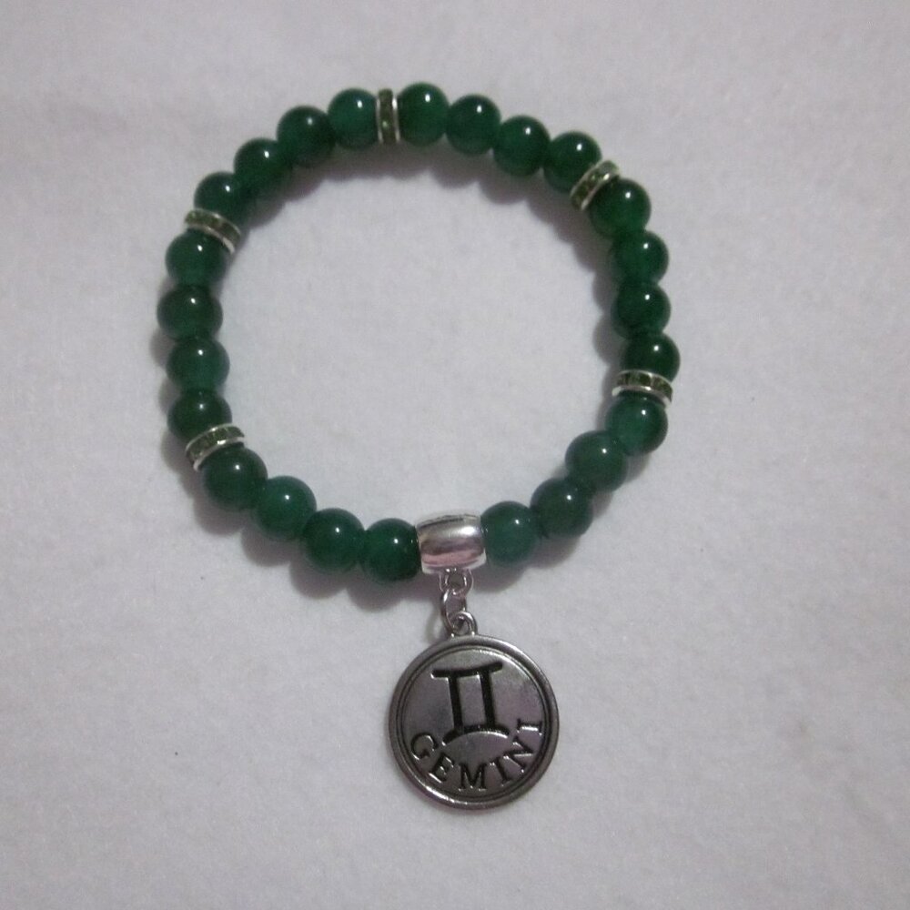 Green Zodiac Charm Gemini Bracelet.